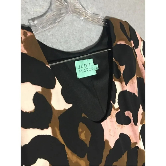 Womens Judith March Dress Size Small Black Pink Brown Animal Print Abstract - Picture 4 of 4